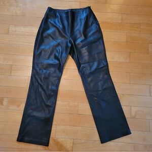 CROFT & BARROW WOMEN'S BLACK LAMBSKIN LEATHER BOOT CUT PANTS SIZE 8